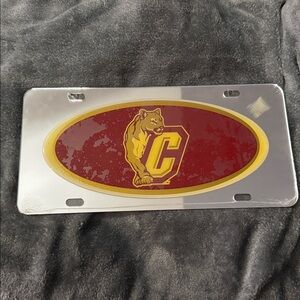 Red and Gold License Plate with Cougar Logo